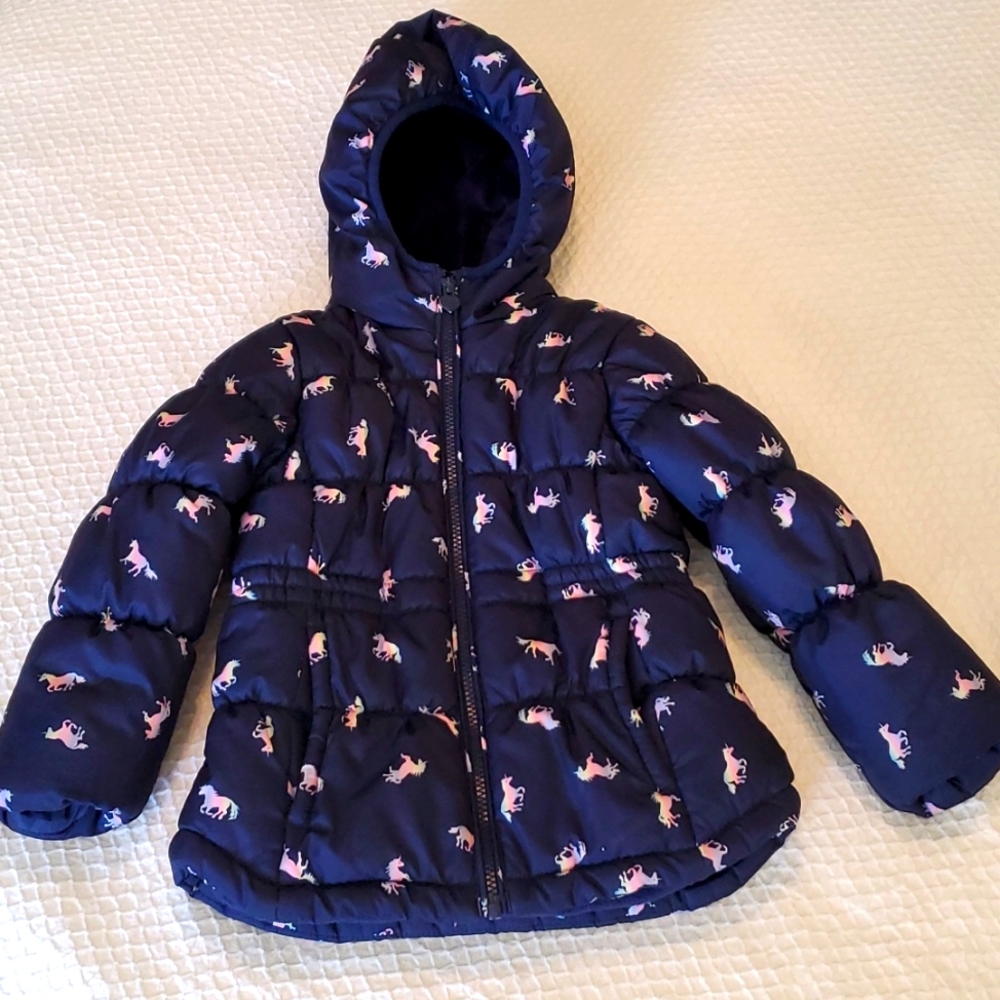 OshKosh blue unicorn puffer coat